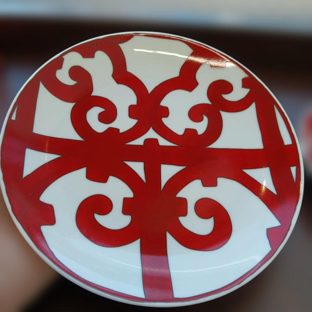 HERMES Balcon du Guadalquivir 平皿 赤白