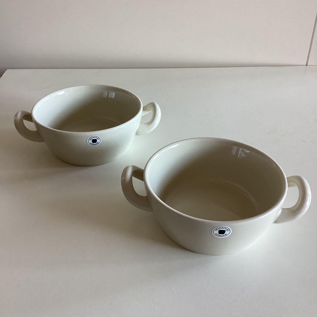 HOGANASKERAMICホガナスケラミックダブルハンドルスープカップ2個
