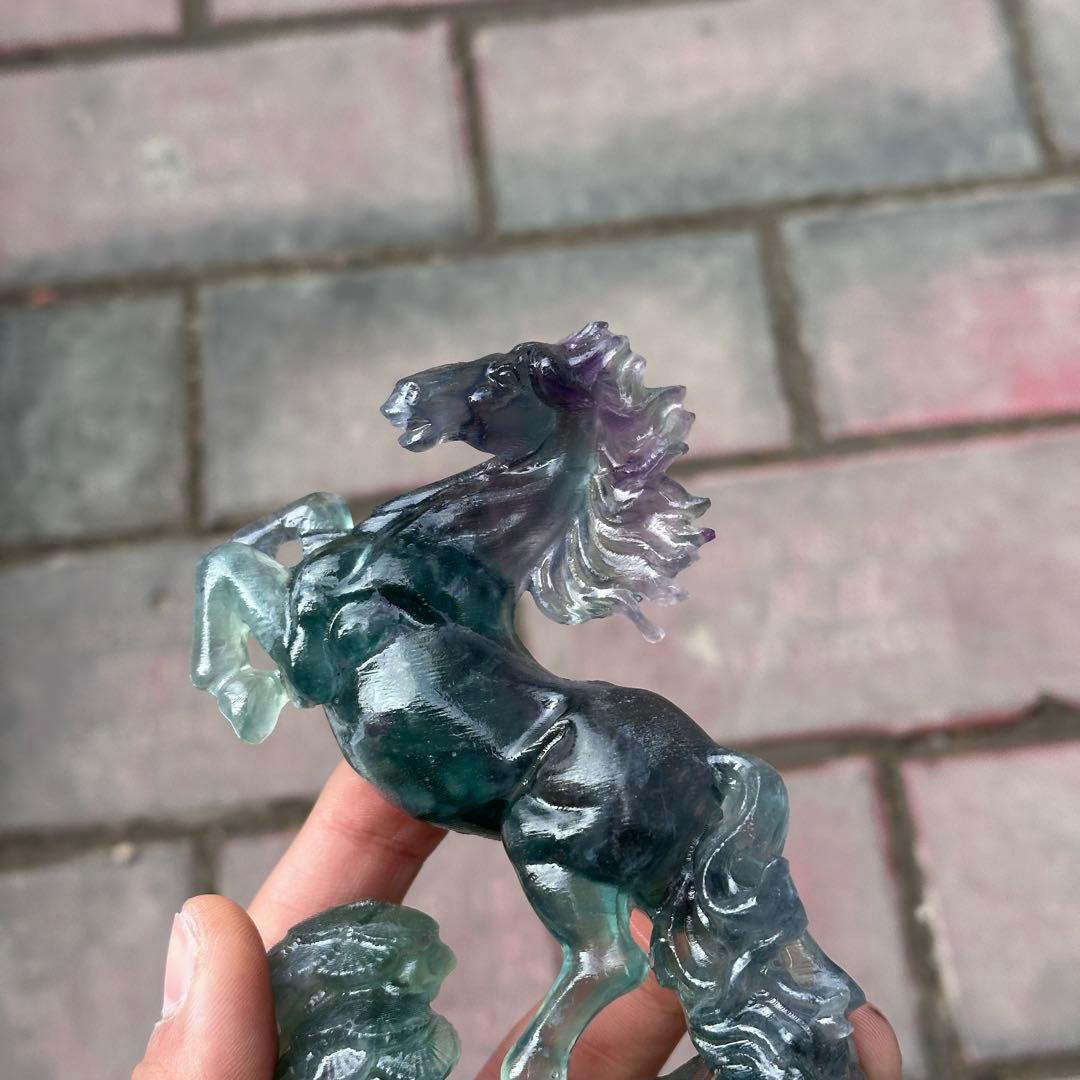 天然石フローライトの馬　置物　ご購入前に在庫確認必要G.830