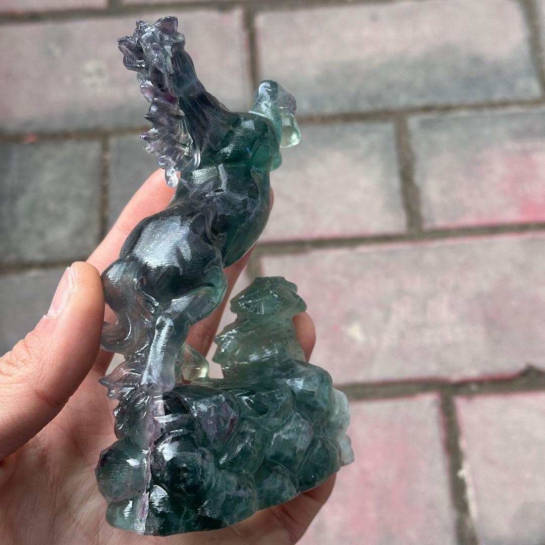 天然石フローライトの馬　置物　ご購入前に在庫確認必要G.830