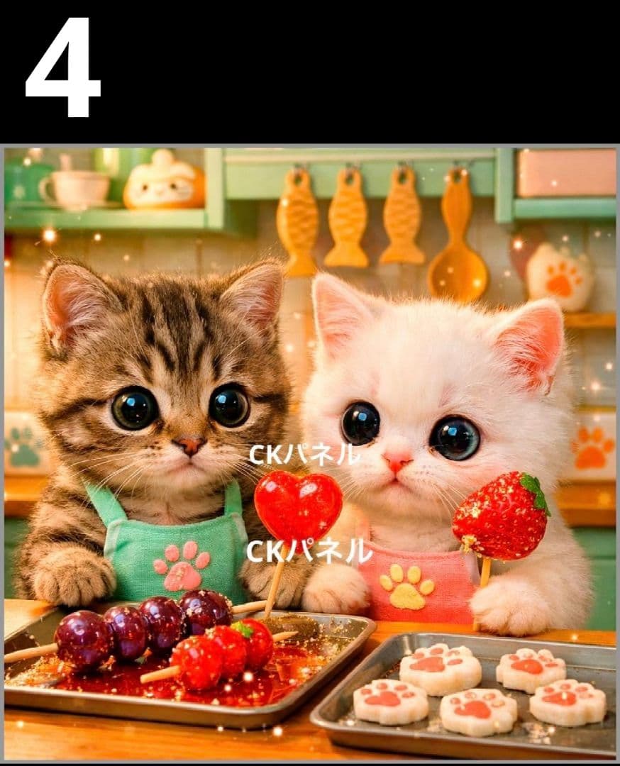 オーダーページ　ハンカチ474 フルーツ飴にゃん柄　ハンドメイド2/25