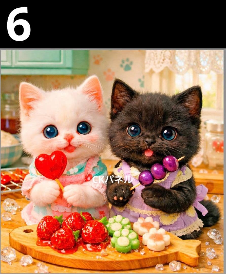 オーダーページ　ハンカチ474 フルーツ飴にゃん柄　ハンドメイド2/25