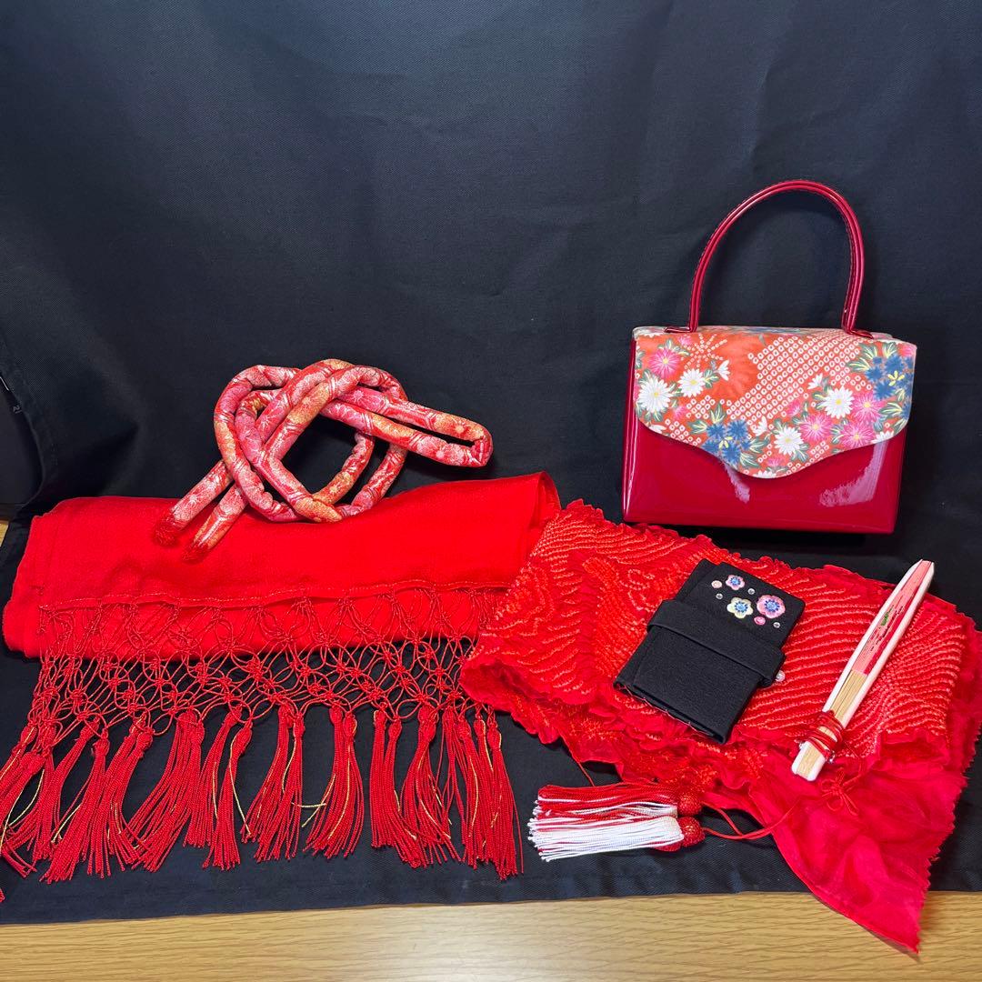 【3歳.5歳　七五三着物・作り帯・長襦袢・草履・小物セット】計10点