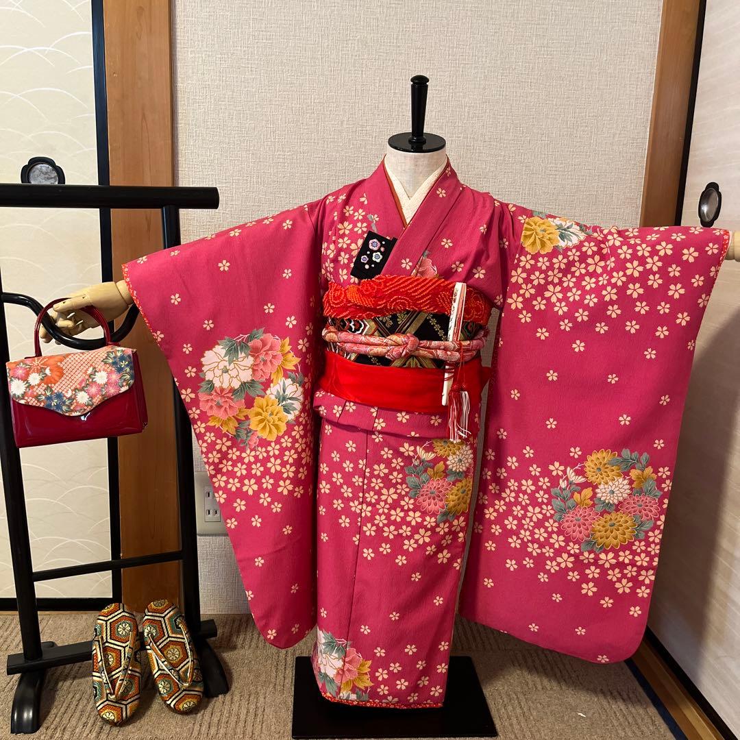 【3歳.5歳　七五三着物・作り帯・長襦袢・草履・小物セット】計10点