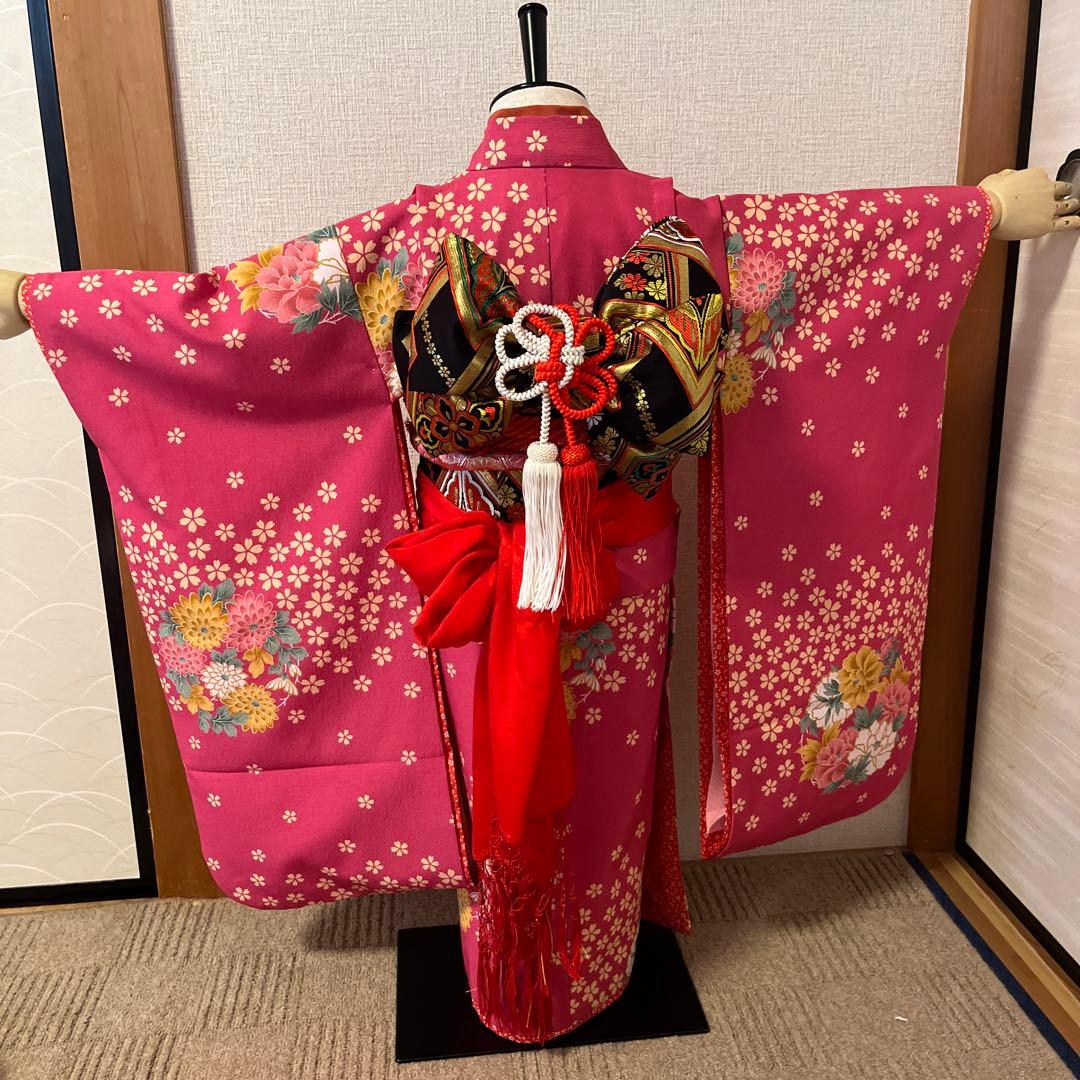 【3歳.5歳　七五三着物・作り帯・長襦袢・草履・小物セット】計10点