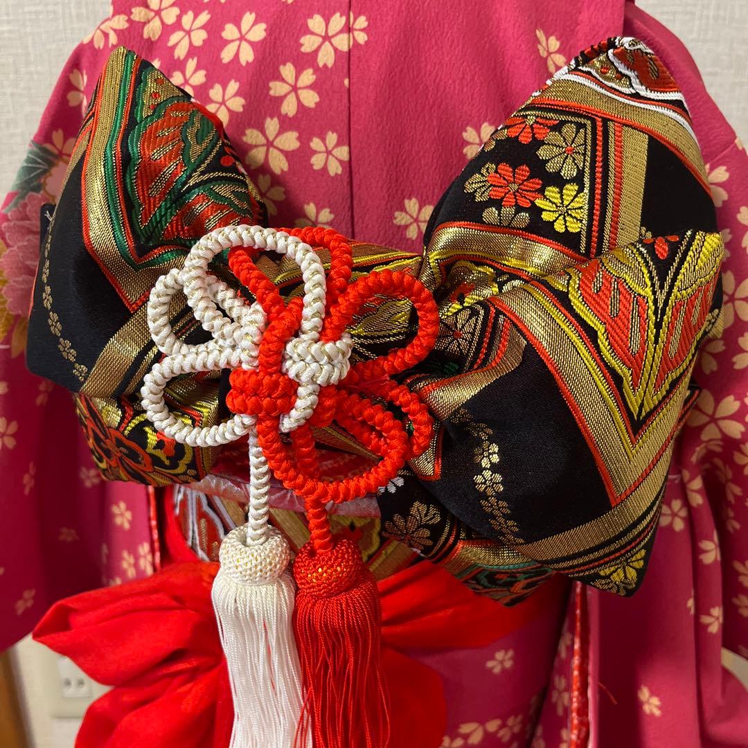 【3歳.5歳　七五三着物・作り帯・長襦袢・草履・小物セット】計10点