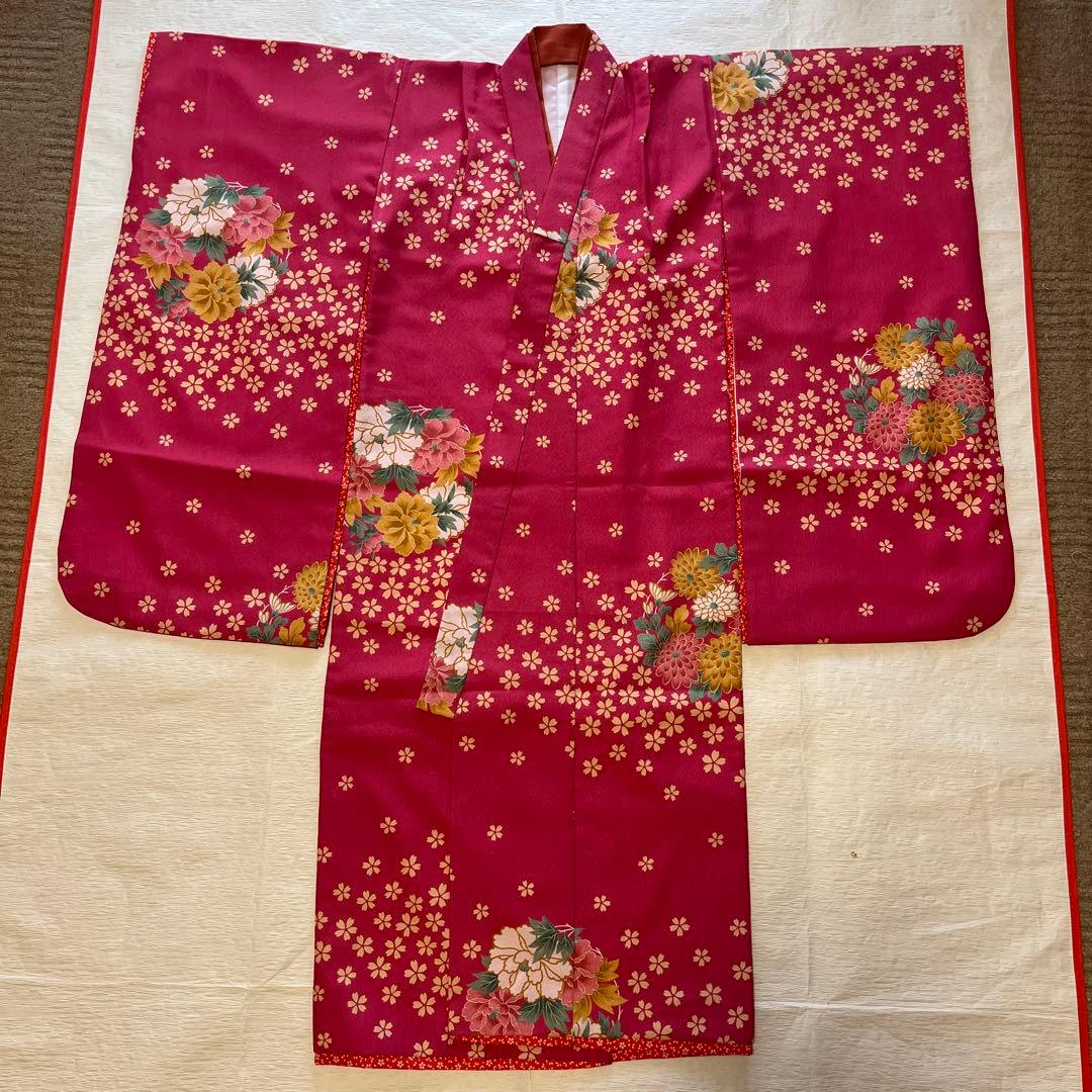 【3歳.5歳　七五三着物・作り帯・長襦袢・草履・小物セット】計10点