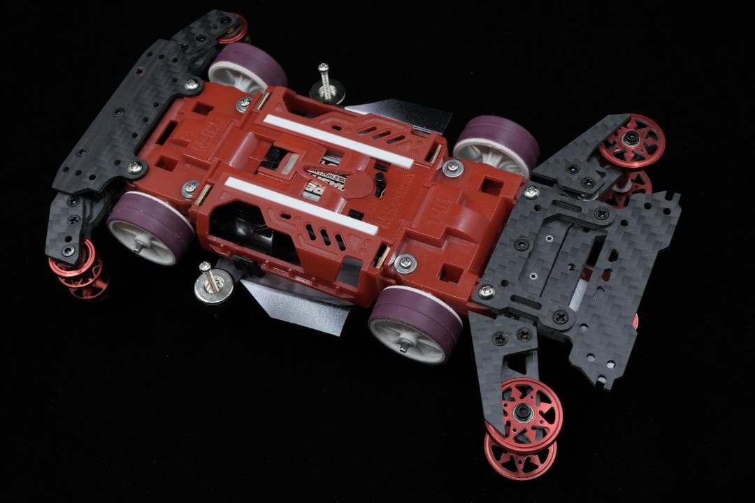 ミニ四駆 MSフレキ 完成品　Type-F x デュアルリッジ　赤機甲