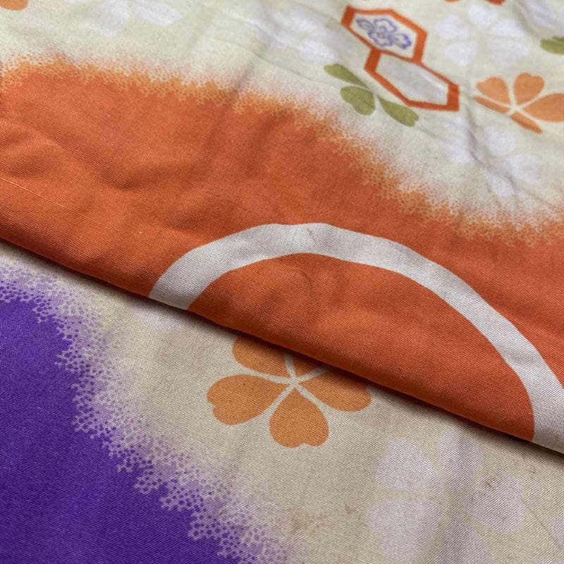 504ag48◎七五三 七歳 女児 アンティーク 総柄 桜 亀甲 着物&丸帯◎