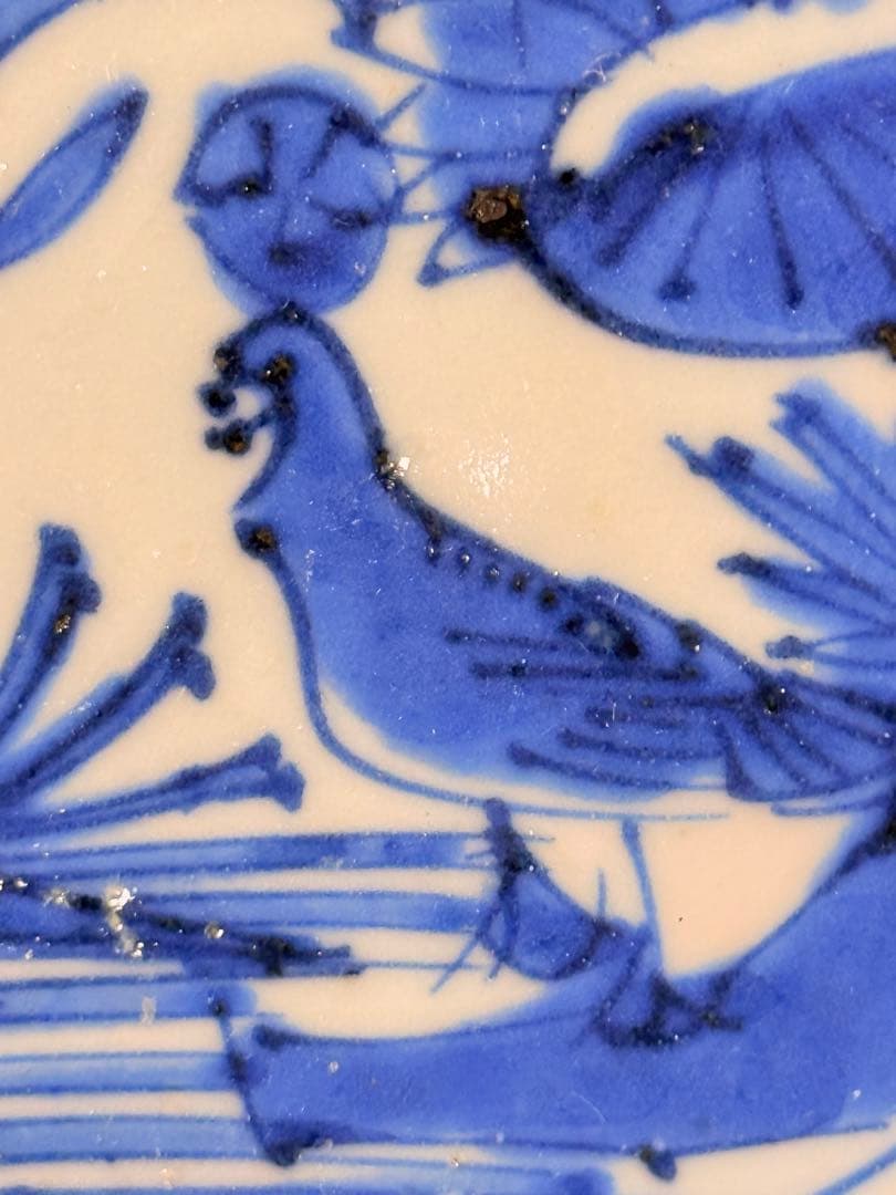 江戸時代　古伊万里　染付芙蓉手輪花型向付　南京手　直径15.5㎝　希少品