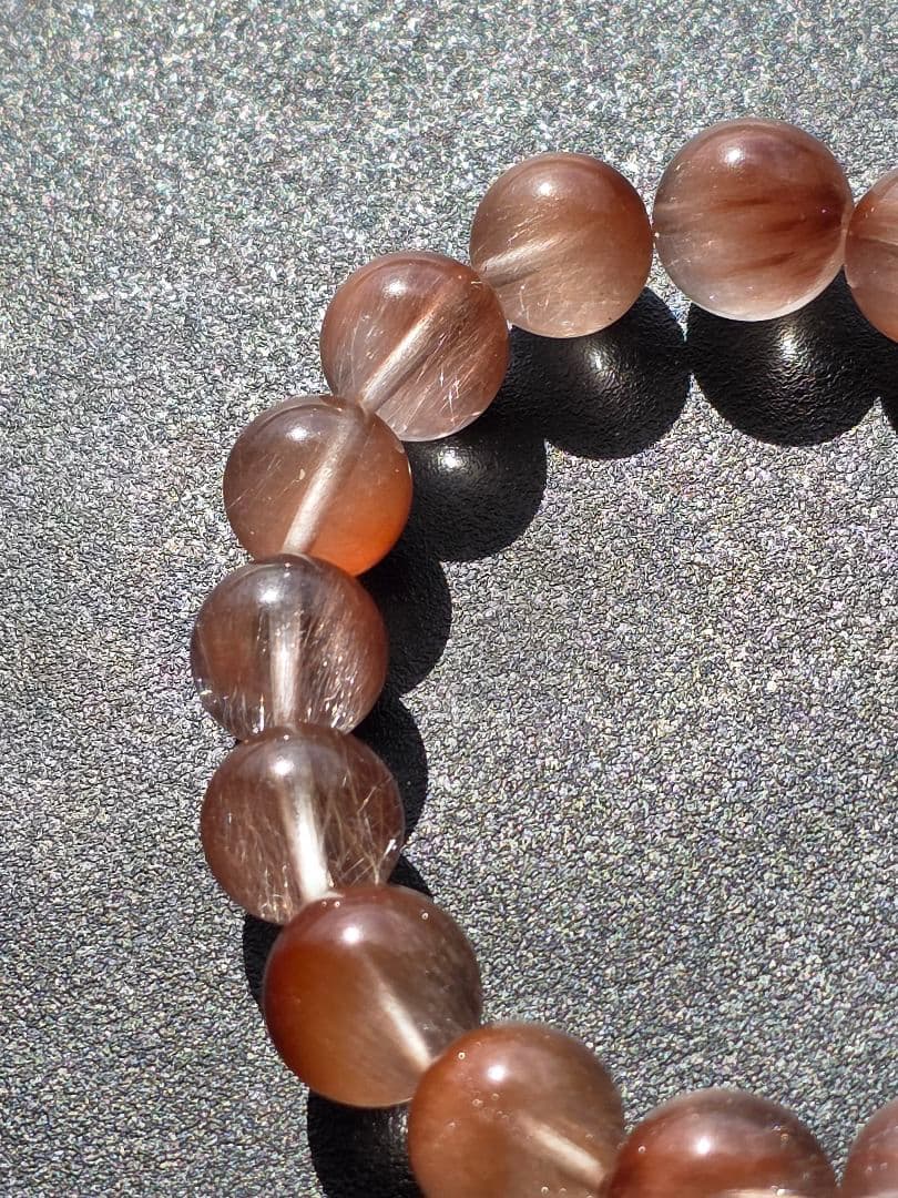 訳あり　11mm　ピンクサゲニティッククォーツ　ブレスレット