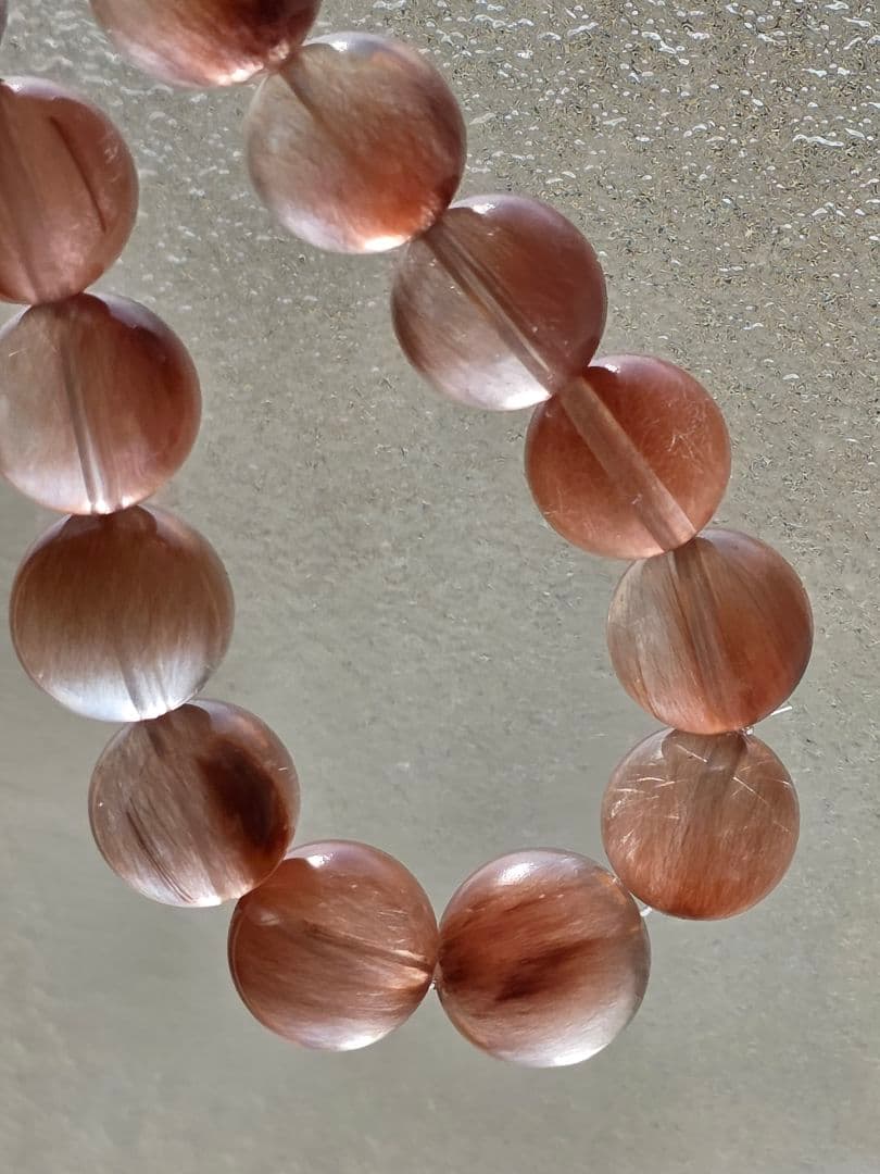 訳あり　11mm　ピンクサゲニティッククォーツ　ブレスレット