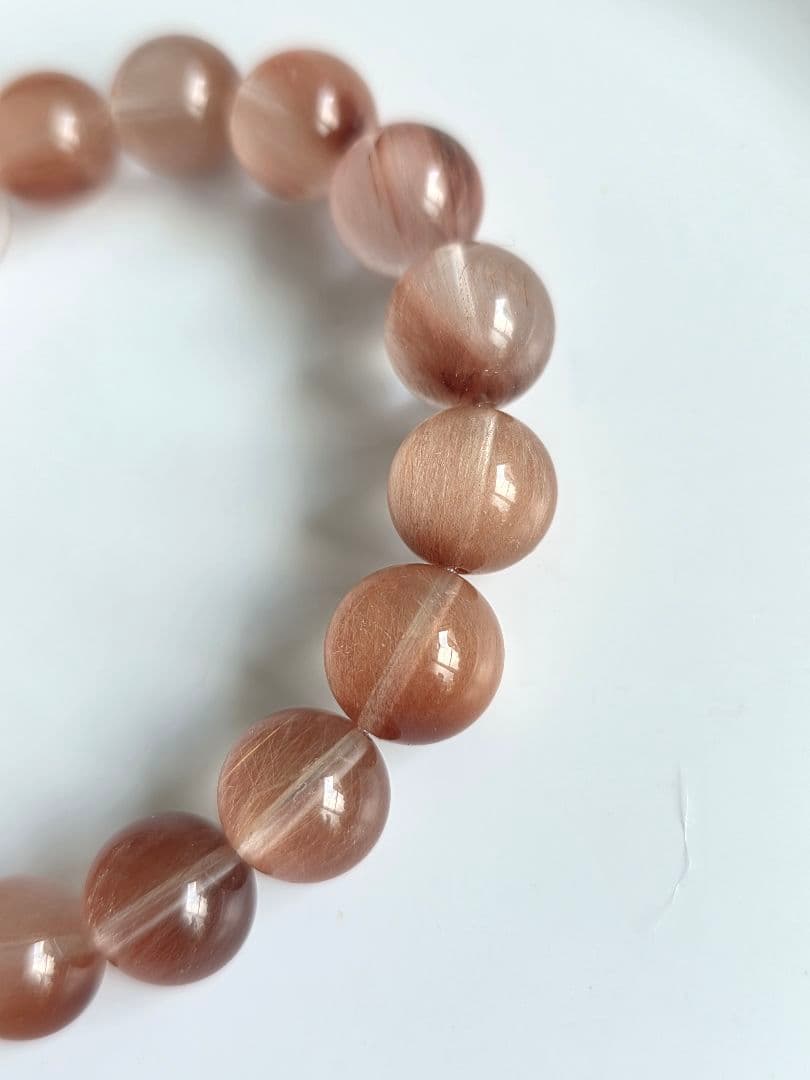 訳あり　11mm　ピンクサゲニティッククォーツ　ブレスレット