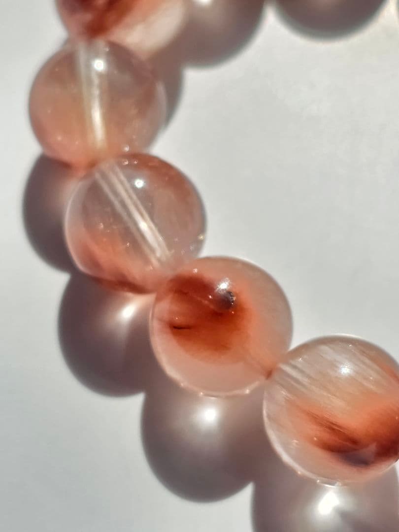 訳あり　11mm　ピンクサゲニティッククォーツ　ブレスレット