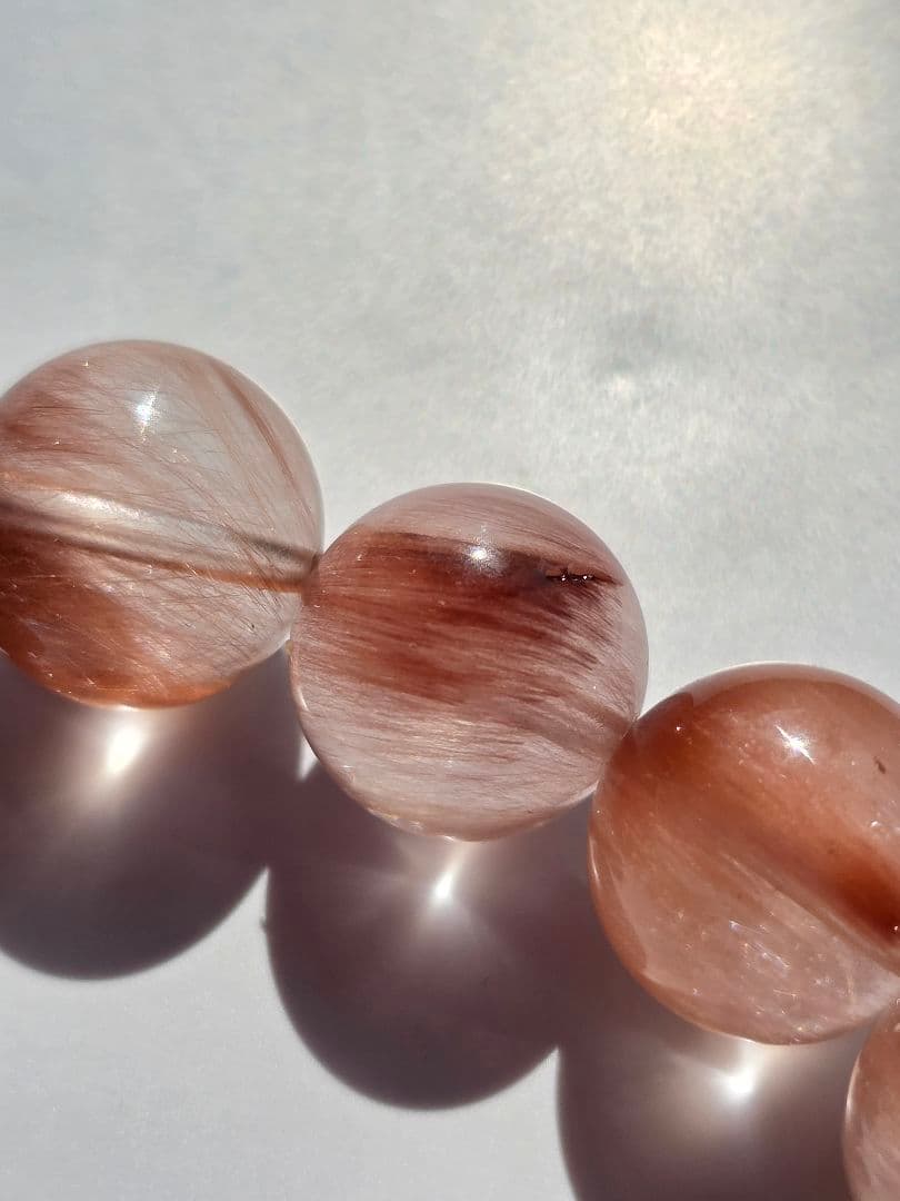 訳あり　11mm　ピンクサゲニティッククォーツ　ブレスレット