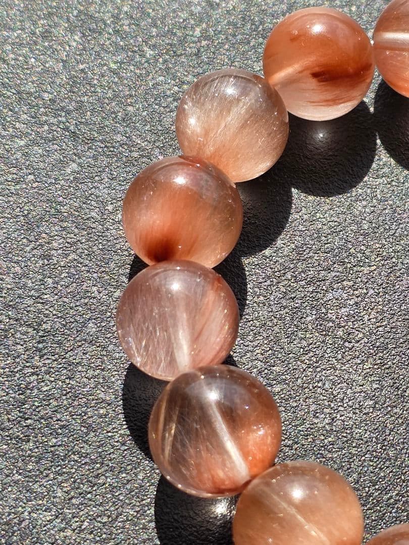 訳あり　11mm　ピンクサゲニティッククォーツ　ブレスレット