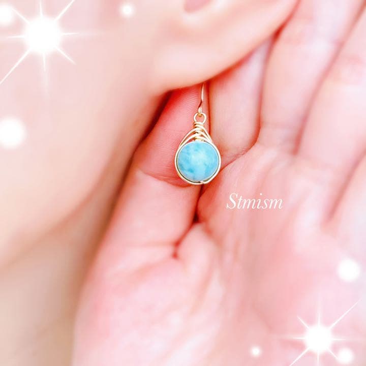 14kgfピアス　ラリマー10mm
