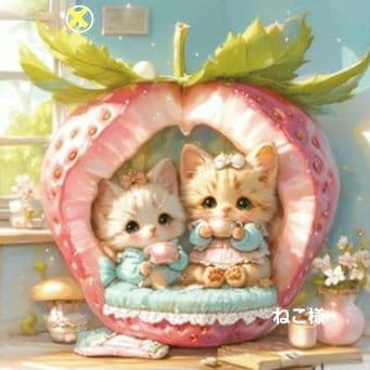 ハンドメイド　オーダー受付ページ　　♡いちごハウス　ねこちゃん　パネル♡