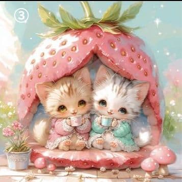 ハンドメイド　オーダー受付ページ　　♡いちごハウス　ねこちゃん　パネル♡