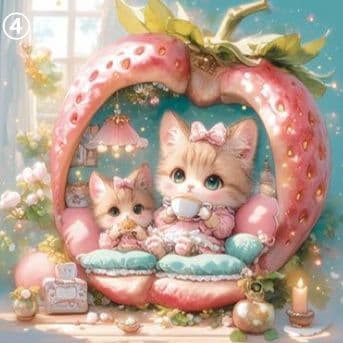 ハンドメイド　オーダー受付ページ　　♡いちごハウス　ねこちゃん　パネル♡