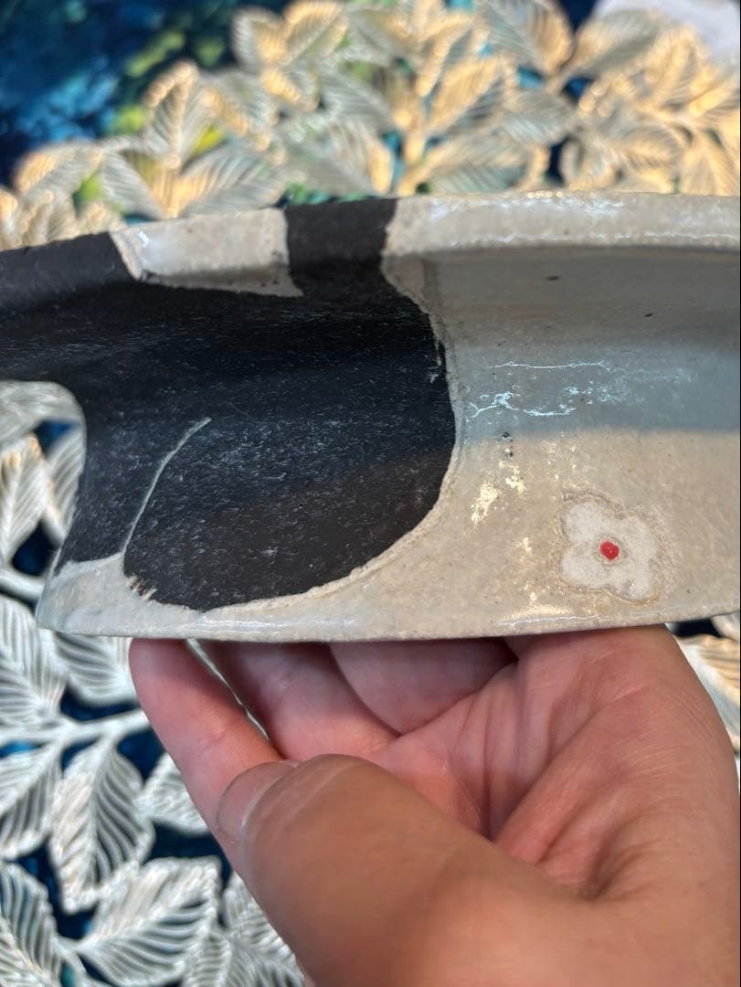 ケーキスタンド　猫デザイン　信楽焼きコンポティエ