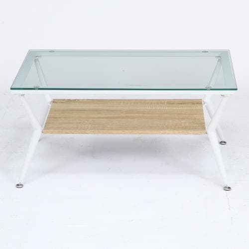 《新品・送料無料》ガラスリビングテーブル クレア 幅80cm ナチュラル