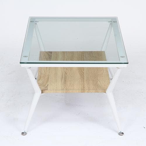 《新品・送料無料》ガラスリビングテーブル クレア 幅80cm ナチュラル