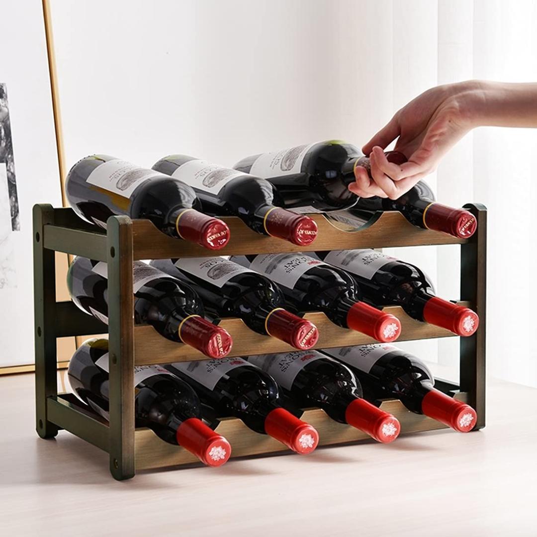 竹製 12本ワインラック 積み重ね可能