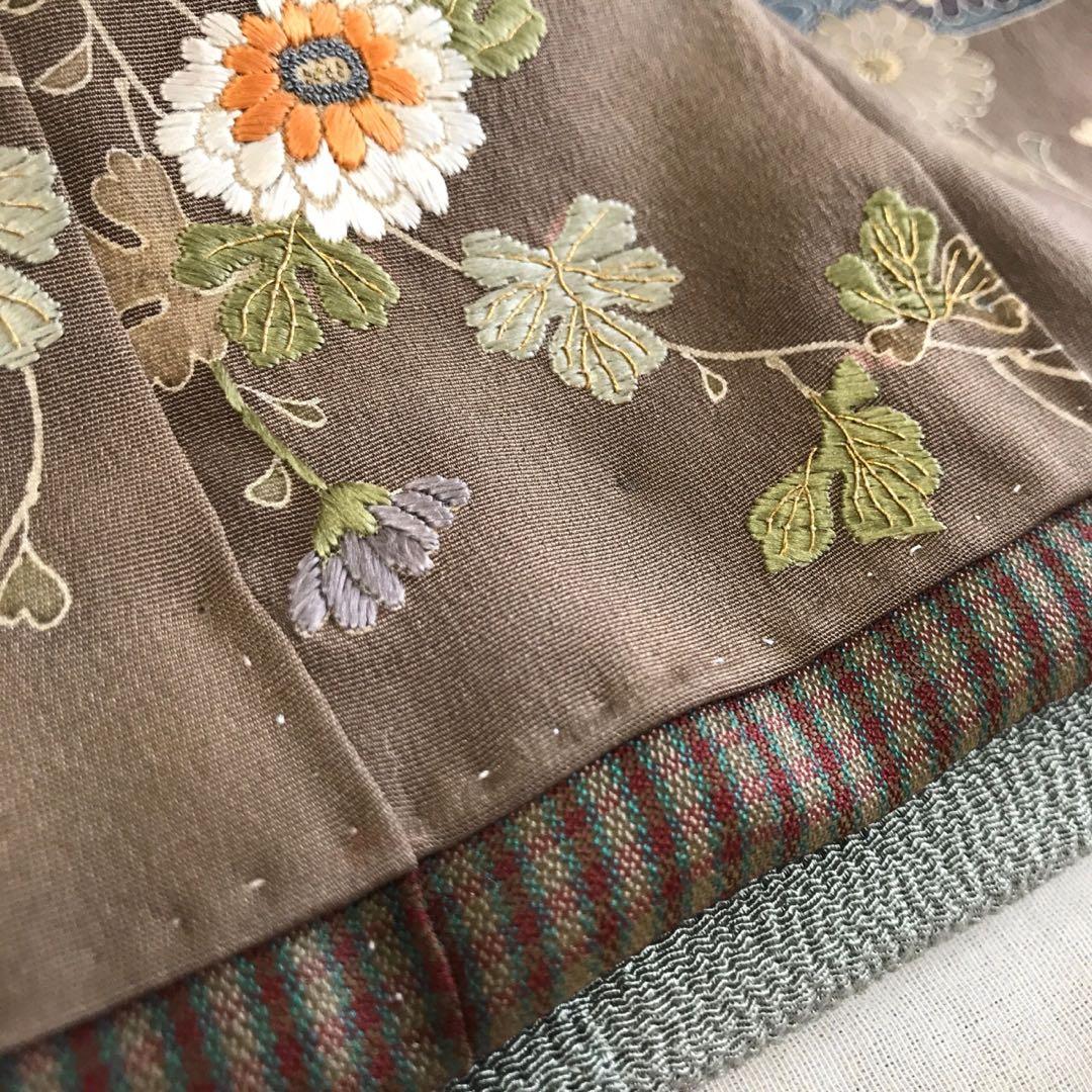 ＊ 市松人形 10号 アンティーク 刺繍 着物 帯 袷 ＊ 大正