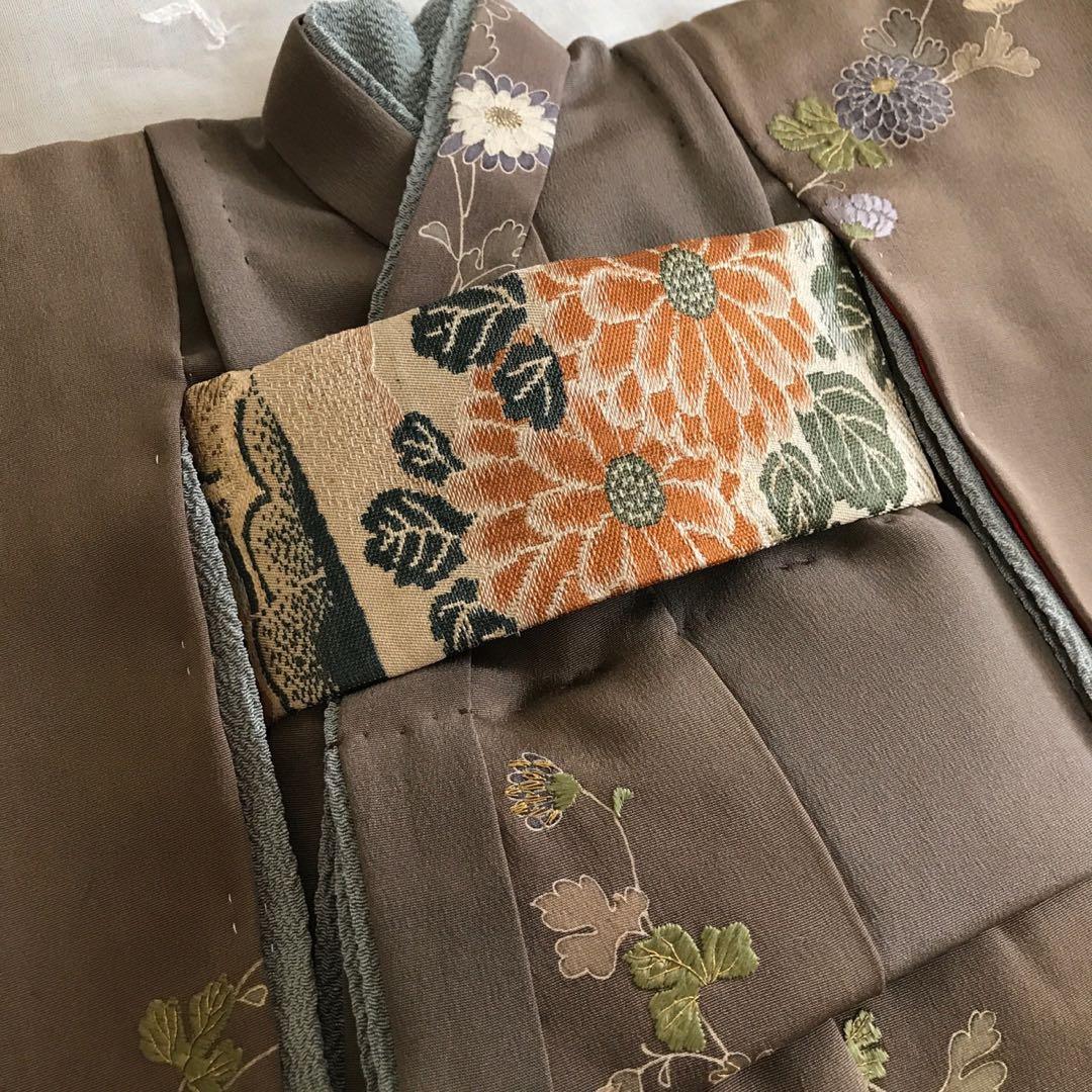 ＊ 市松人形 10号 アンティーク 刺繍 着物 帯 袷 ＊ 大正