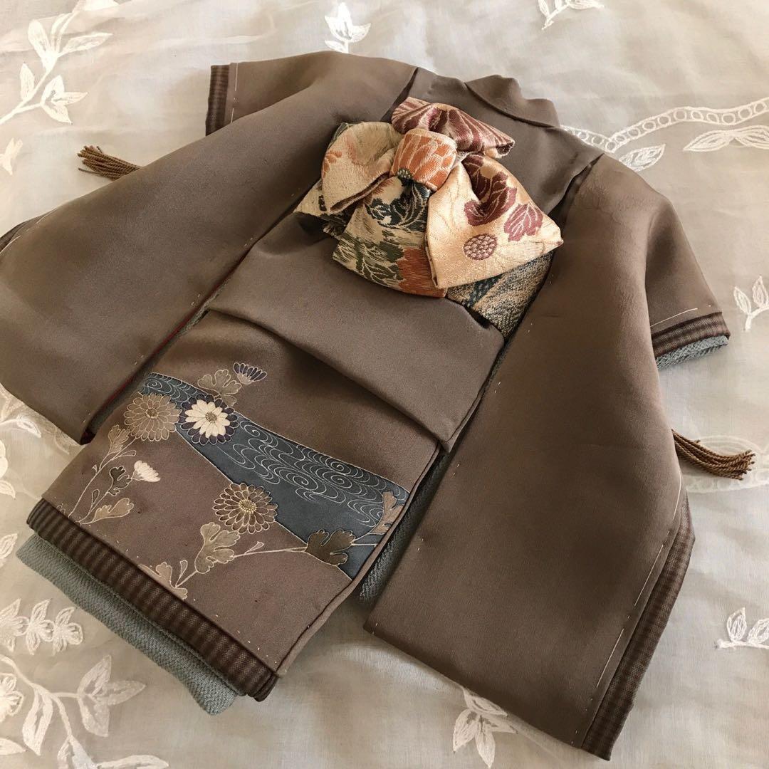 ＊ 市松人形 10号 アンティーク 刺繍 着物 帯 袷 ＊ 大正