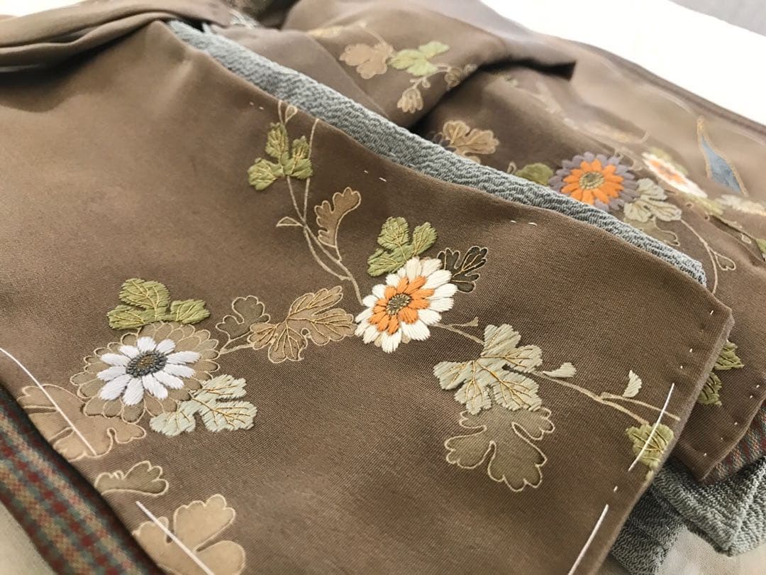 ＊ 市松人形 10号 アンティーク 刺繍 着物 帯 袷 ＊ 大正