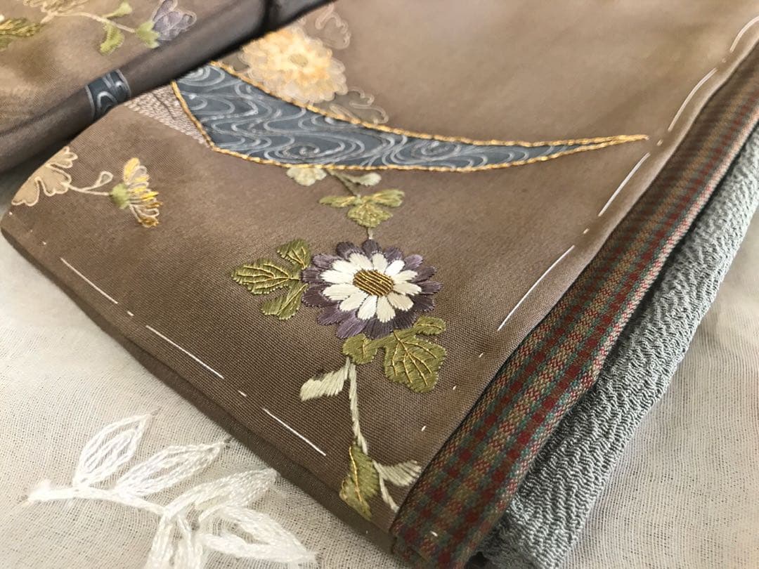 ＊ 市松人形 10号 アンティーク 刺繍 着物 帯 袷 ＊ 大正