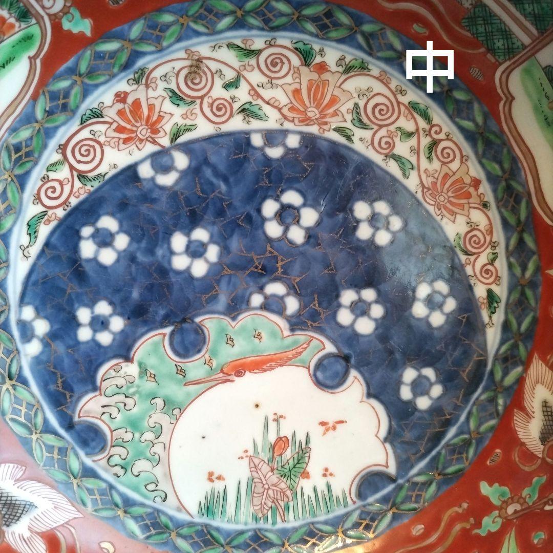 ★ 時代 色絵 三組 鉢 骨董 江戸 アンティーク 雪輪 古伊万里 大聖寺伊万里