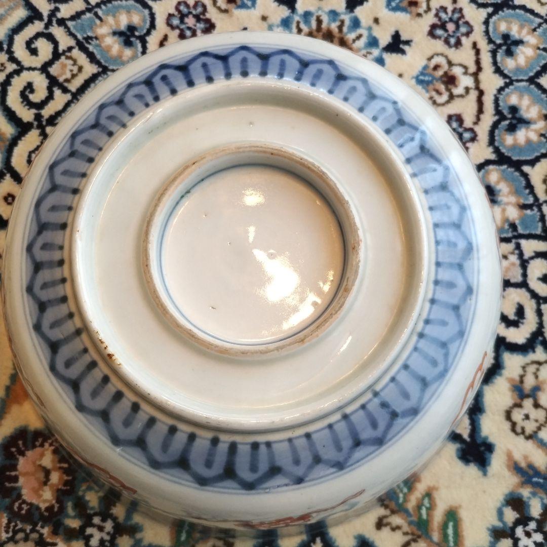 ★ 時代 色絵 三組 鉢 骨董 江戸 アンティーク 雪輪 古伊万里 大聖寺伊万里