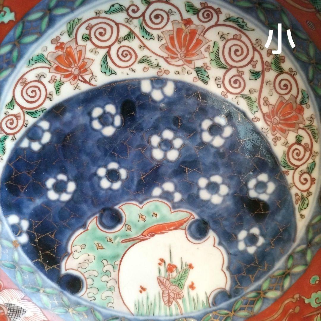 ★ 時代 色絵 三組 鉢 骨董 江戸 アンティーク 雪輪 古伊万里 大聖寺伊万里
