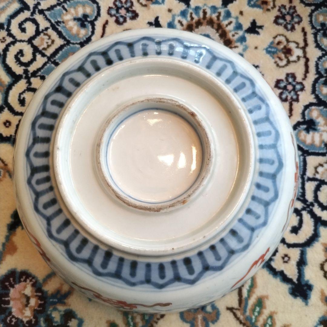 ★ 時代 色絵 三組 鉢 骨董 江戸 アンティーク 雪輪 古伊万里 大聖寺伊万里