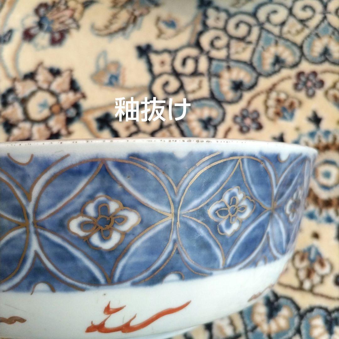 ★ 時代 色絵 三組 鉢 骨董 江戸 アンティーク 雪輪 古伊万里 大聖寺伊万里