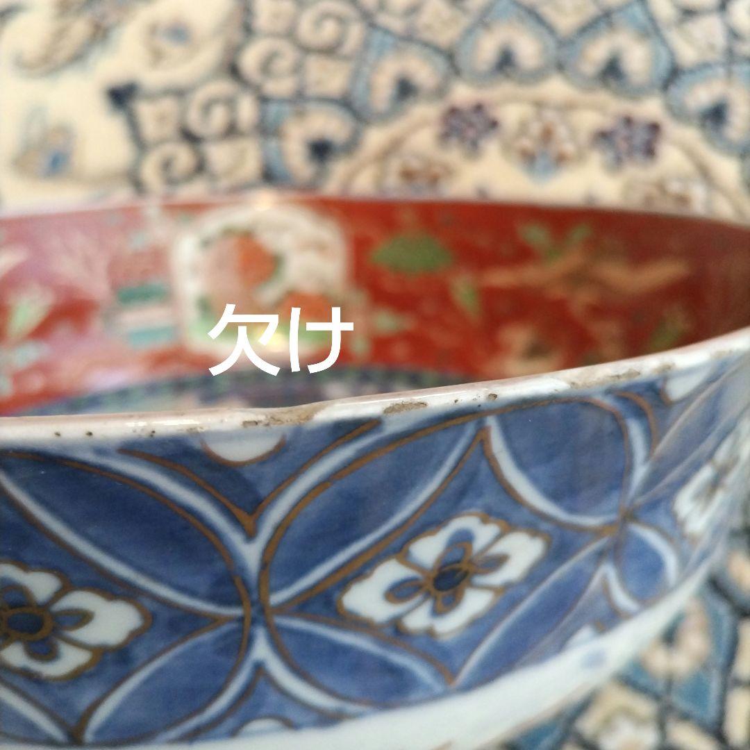 ★ 時代 色絵 三組 鉢 骨董 江戸 アンティーク 雪輪 古伊万里 大聖寺伊万里