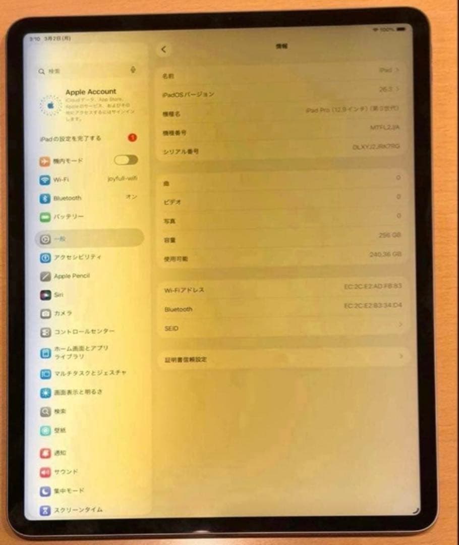 Apple iPad Pro (第3世代) 256GB 12.9インチ