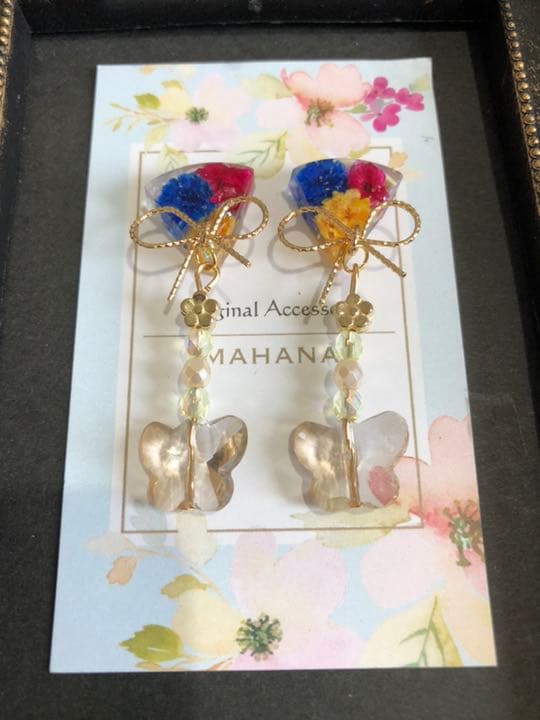 かるはさん専用♡かすみ草とリボン ハンドメイド ピアス イヤリング