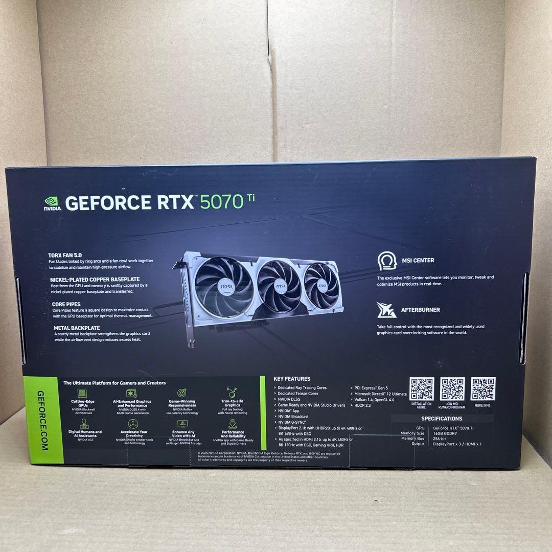 グラフィックボード・グラボ・ビデオカード MSI GeForce RTX 5070Ti 16G VENTUS 3X