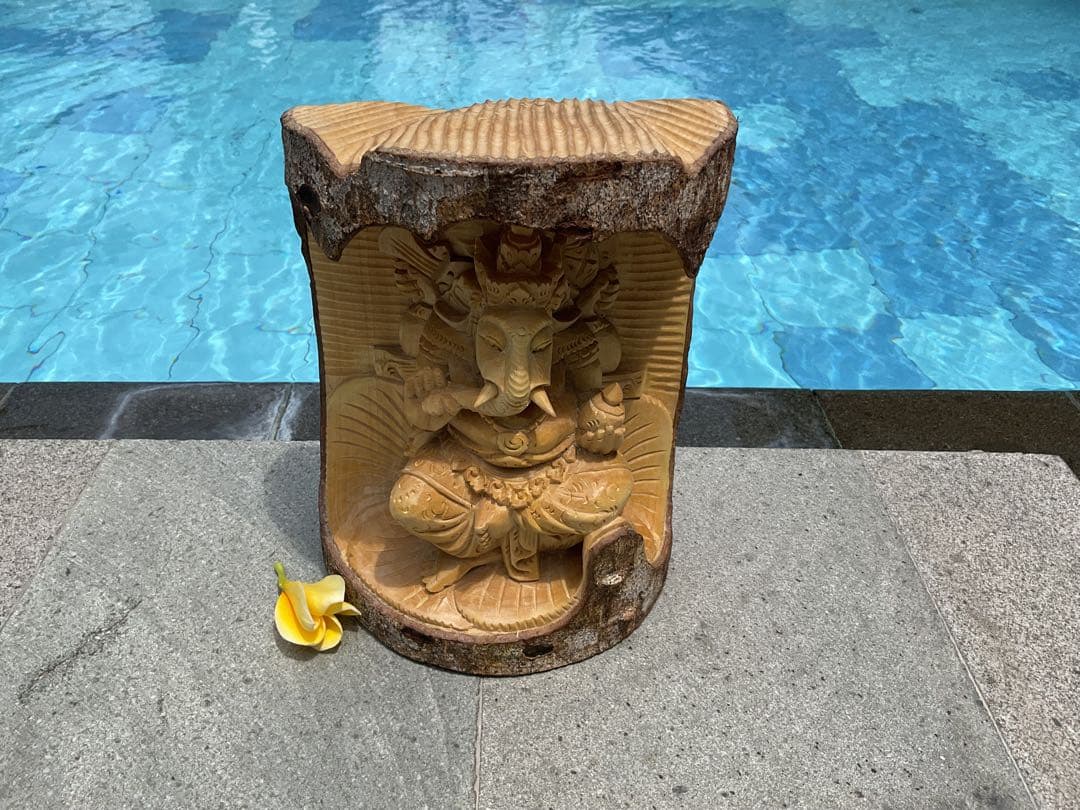 【新入荷】ガネーシャ像(夢をかなえる神様)木彫り [H20.8cm]