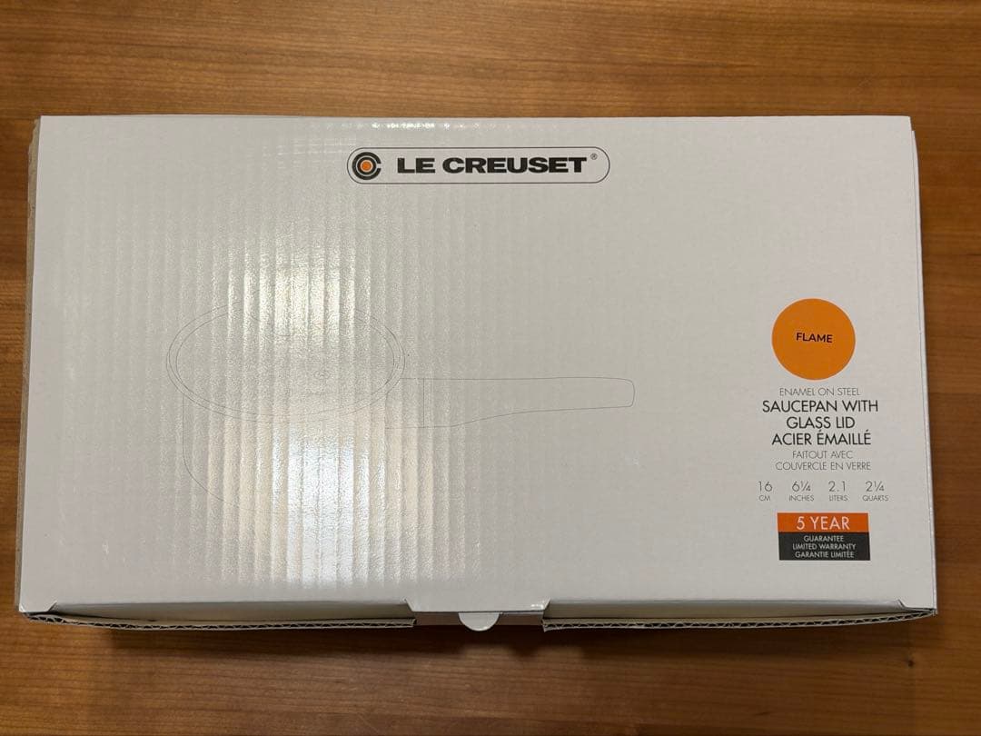 【Nom】LE CREUSET オレンジ 片手鍋 16cm ガラス蓋付き
