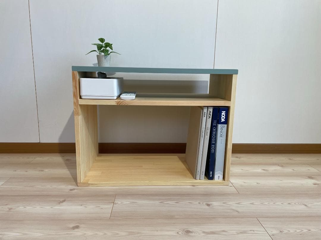 【サイズオーダー可】木のぬくもり感じる収納ラック・N×グリーン