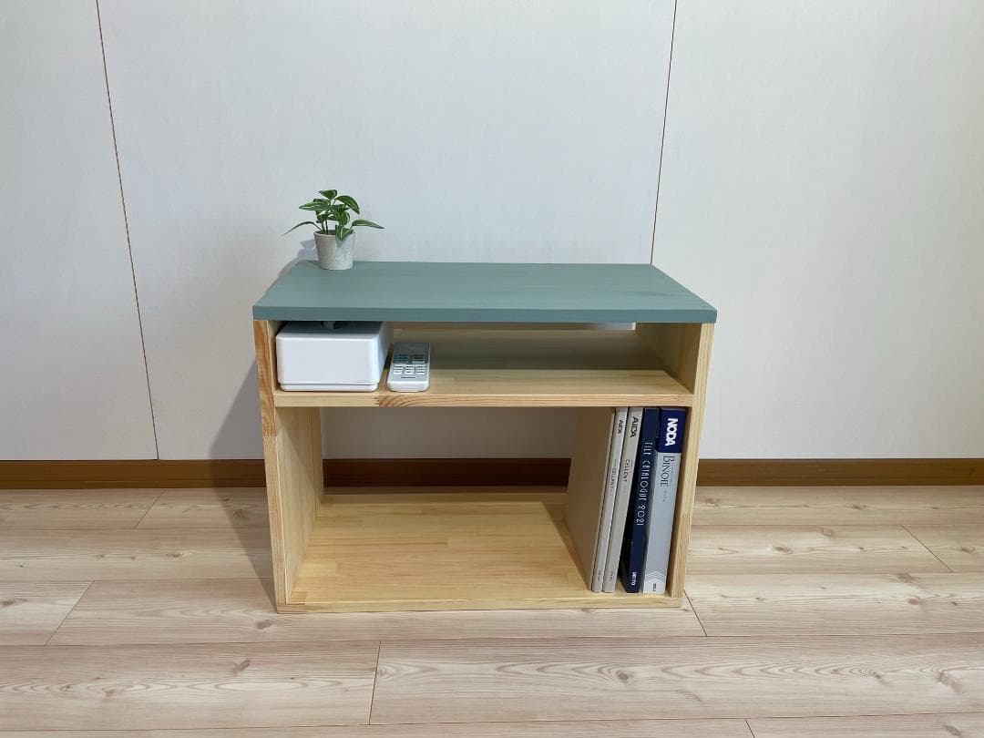 【サイズオーダー可】木のぬくもり感じる収納ラック・N×グリーン