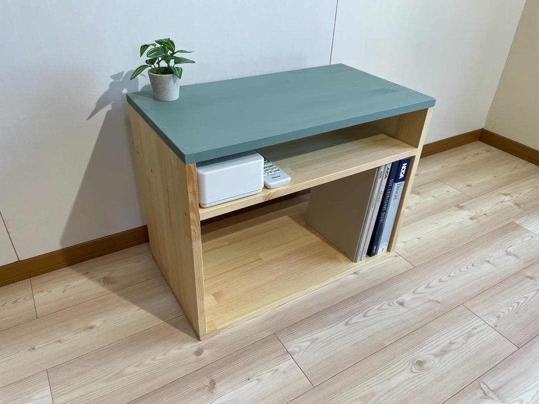 【サイズオーダー可】木のぬくもり感じる収納ラック・N×グリーン