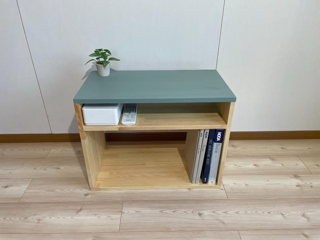 【サイズオーダー可】木のぬくもり感じる収納ラック・N×グリーン