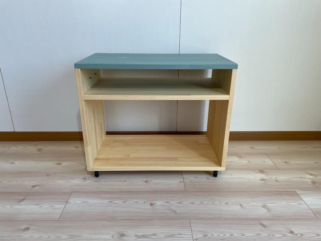 【サイズオーダー可】木のぬくもり感じる収納ラック・N×グリーン