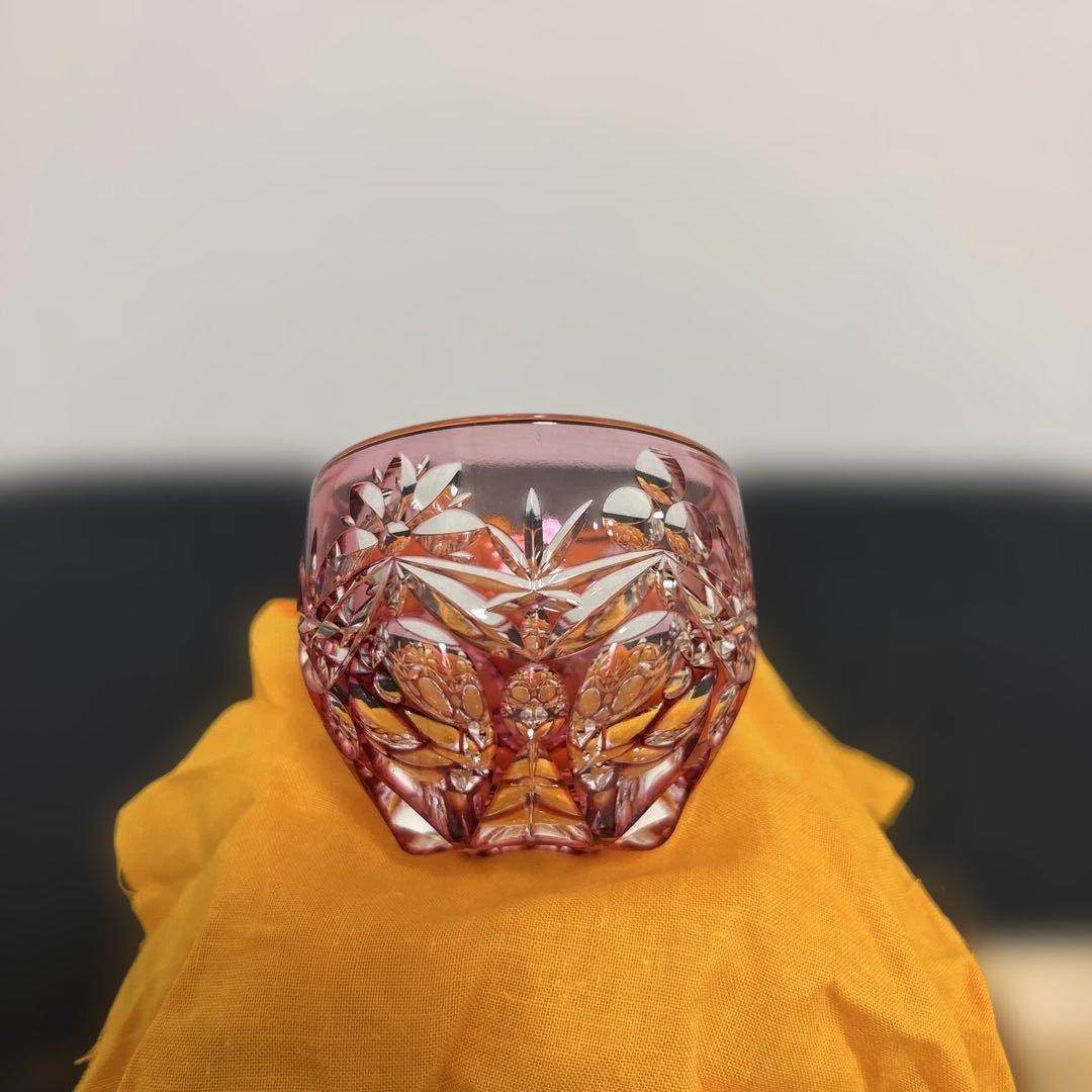 江戸切子　最高級　人気作家　篠崎清一　ぐい呑「三つ玉」未使用